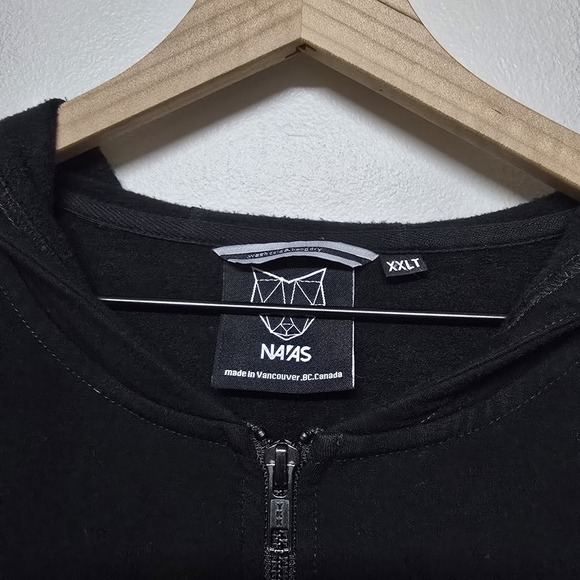 NaVas Mens Hawkins Tall Black Full Zip Hoodie XXLT - Picture 2 of 8